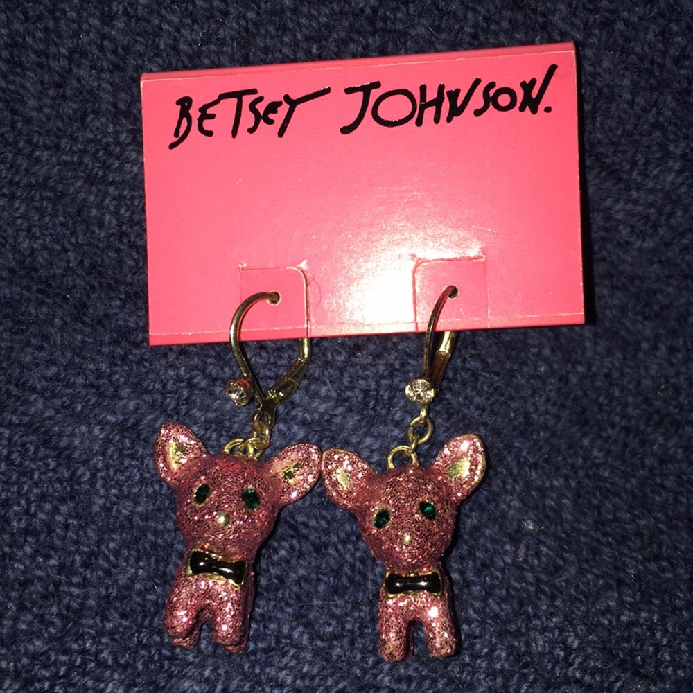 Pink Glittery Chihuahua Earrings